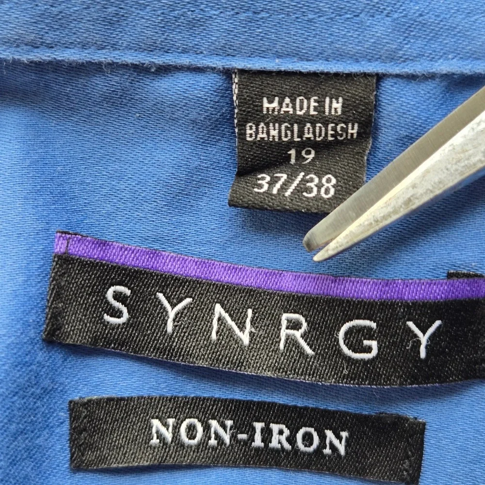 SYNRGY Non-Iron Long Sleeve 3XL Button Down Mens‎ Dress Shirt 19 37/38 Classic